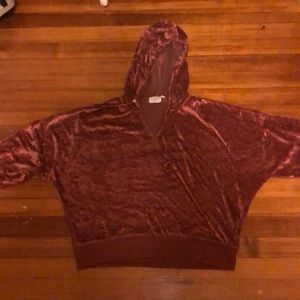 Oversized cropped velvet hoodie